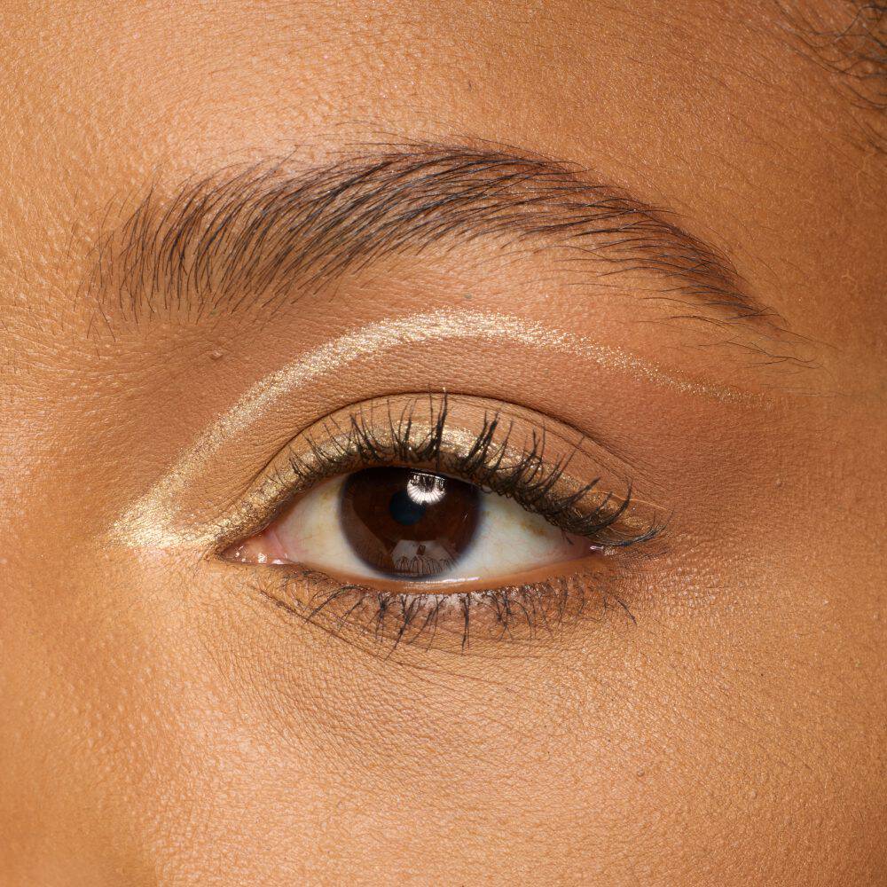 Makeup look in gold metallic shades