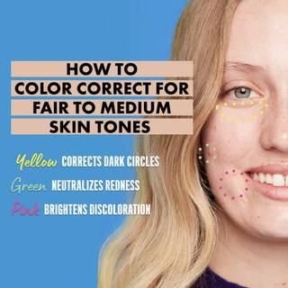 diagram with fair fair-skinned model showing the best colour correctors for fair skin