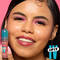 Close-up of a model’s face showcasing NYX Lip IV Hydrating Gloss Stain