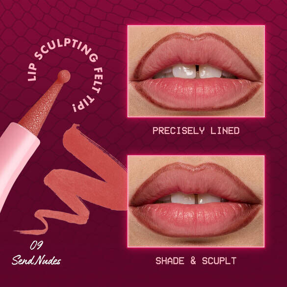 Close-up of lips showing how to use lip stain liner by NYX