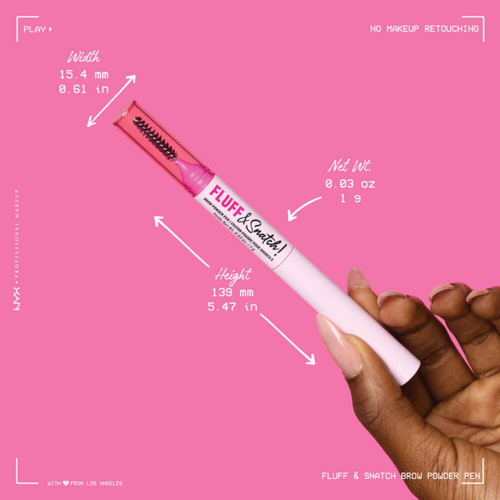 A promotional shot of NYX’s Fluff & Snatch! Brow Powder Pen